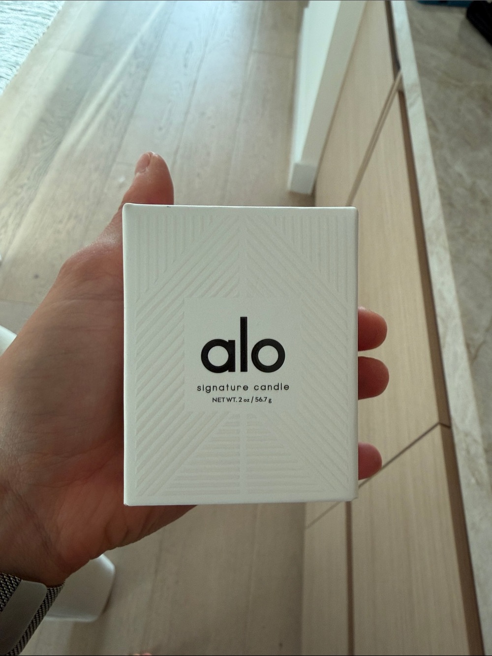 ALO Yoga Signature Candle — White Packaging with Black Text
